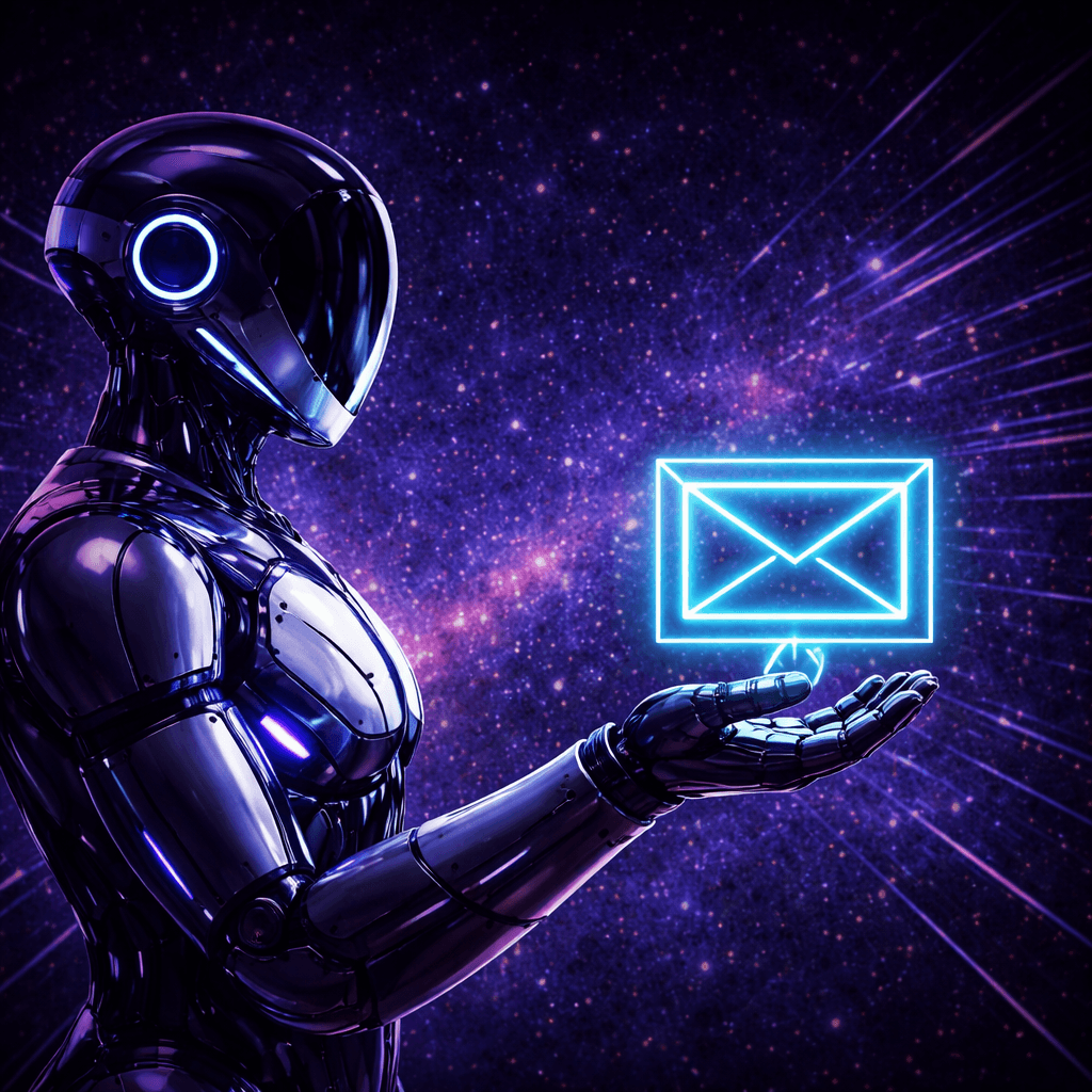 Futuristic AI robot for RCUSpace newsletter