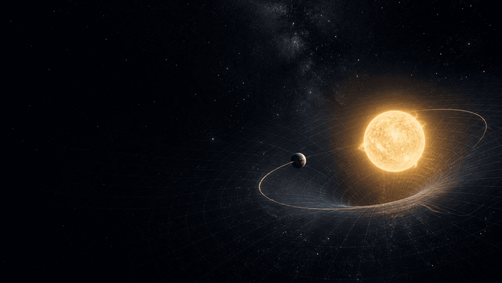 Estrella curvando el espacio-tiempo